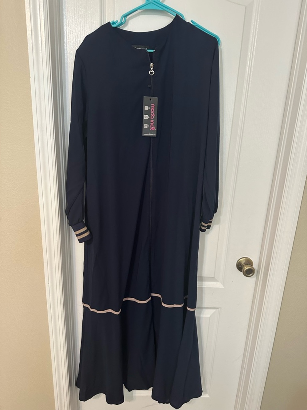 Moda Inci Turkish Navy Modest Maxi Dress Abaya US L  (EU 48) - Picture 2 of 9